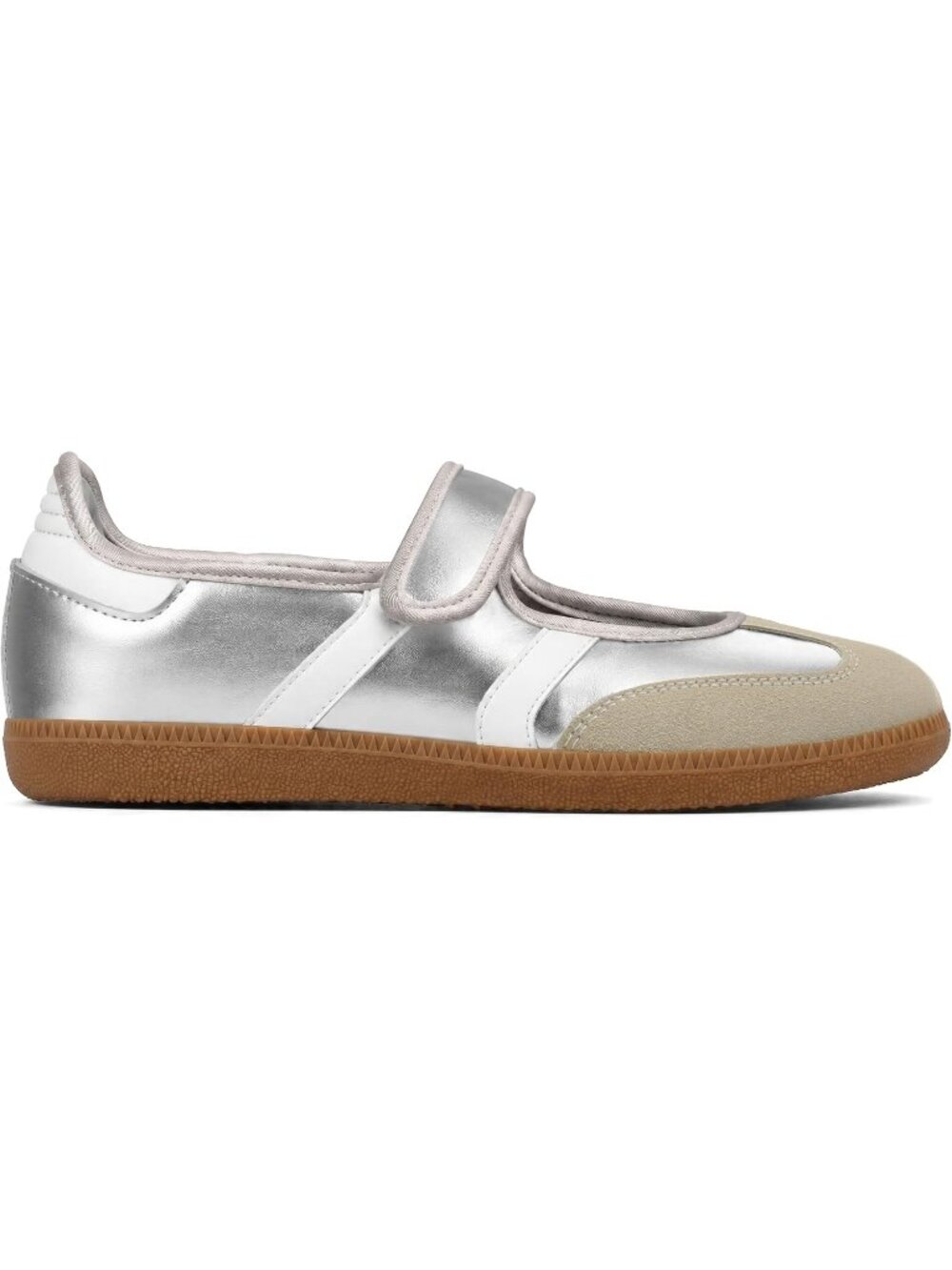 Women Silver White Faux Suede Slipon Ballet Flats Walking Retro Fashion Sneakers